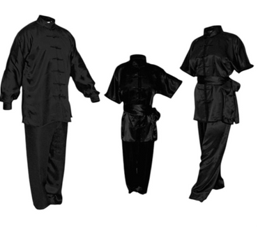 Tai Chi Wu Shu Short Sleeve Black Satin Uniform